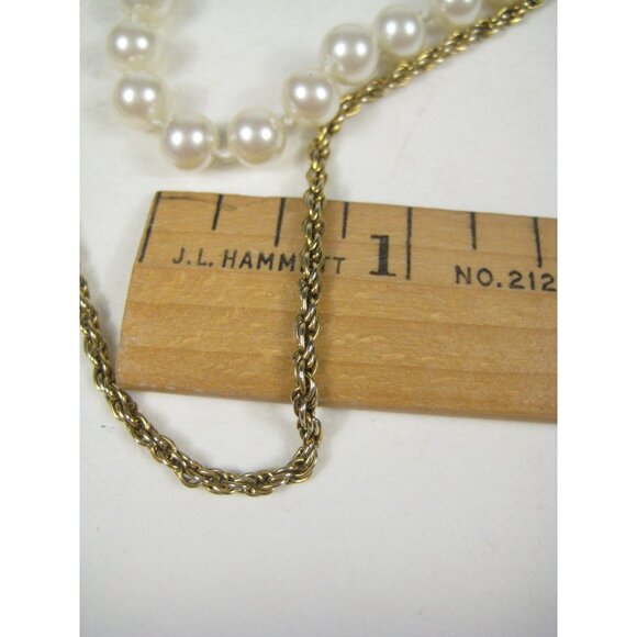 Vintage Goldtone Faux Pearl Multi Strand Necklace 24 In Long Elegant Jewelry - Picture 4 of 12
